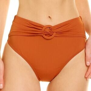 l*space Rust Orange High-Waist Bikini Bottom with Ring Detail